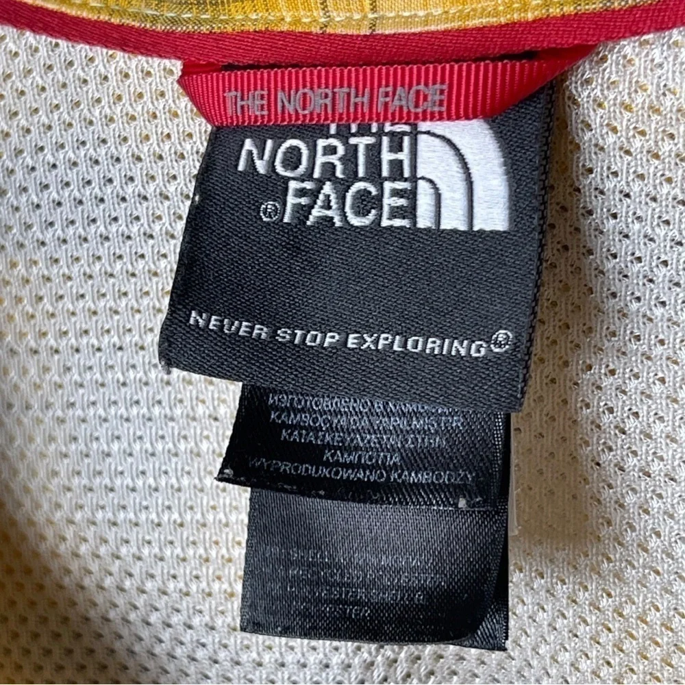 THE North Face Button Down Gold Plaid Short Sleeve Shirt Size Large